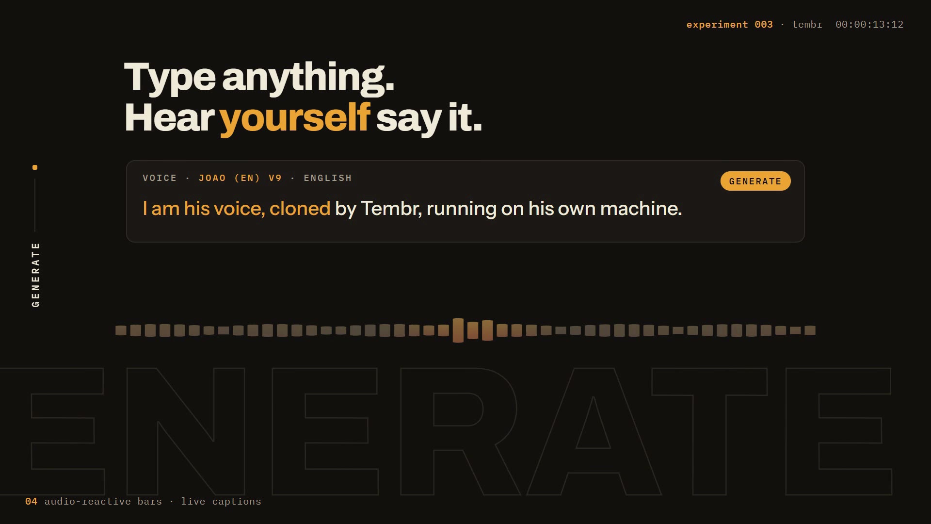 Still from Tembr · Showreel