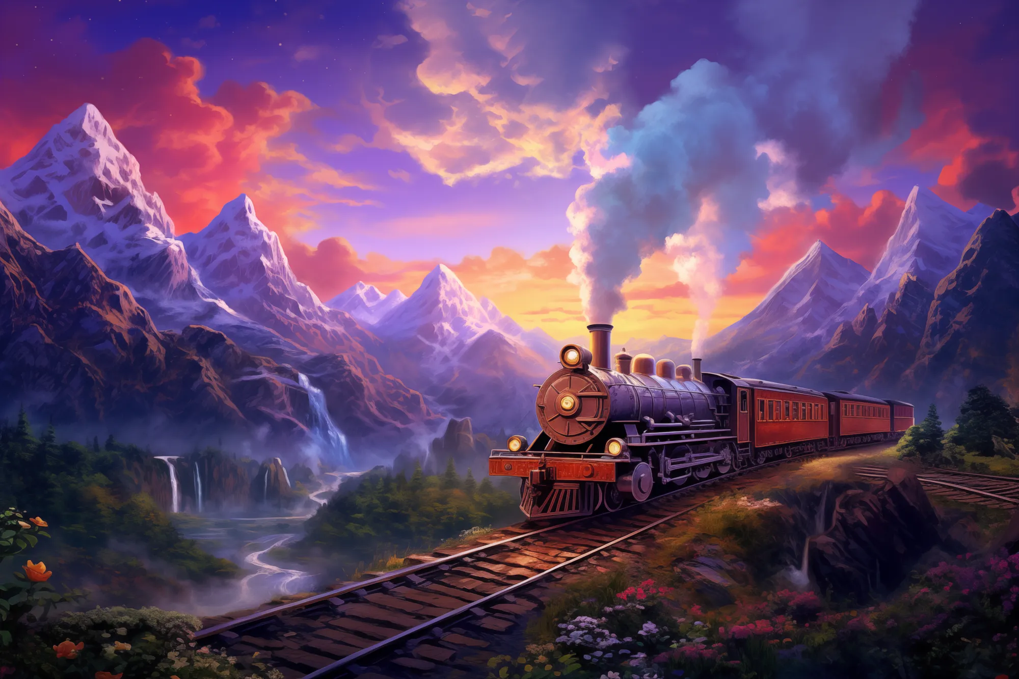 Magical train journey paint magical train traveling